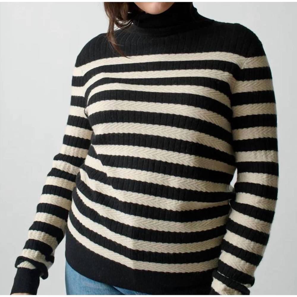 NEW LINGUA FRANCA morrissey stripe turtleneck in jet